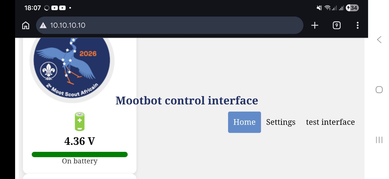 Kijani home page served from the ESP32